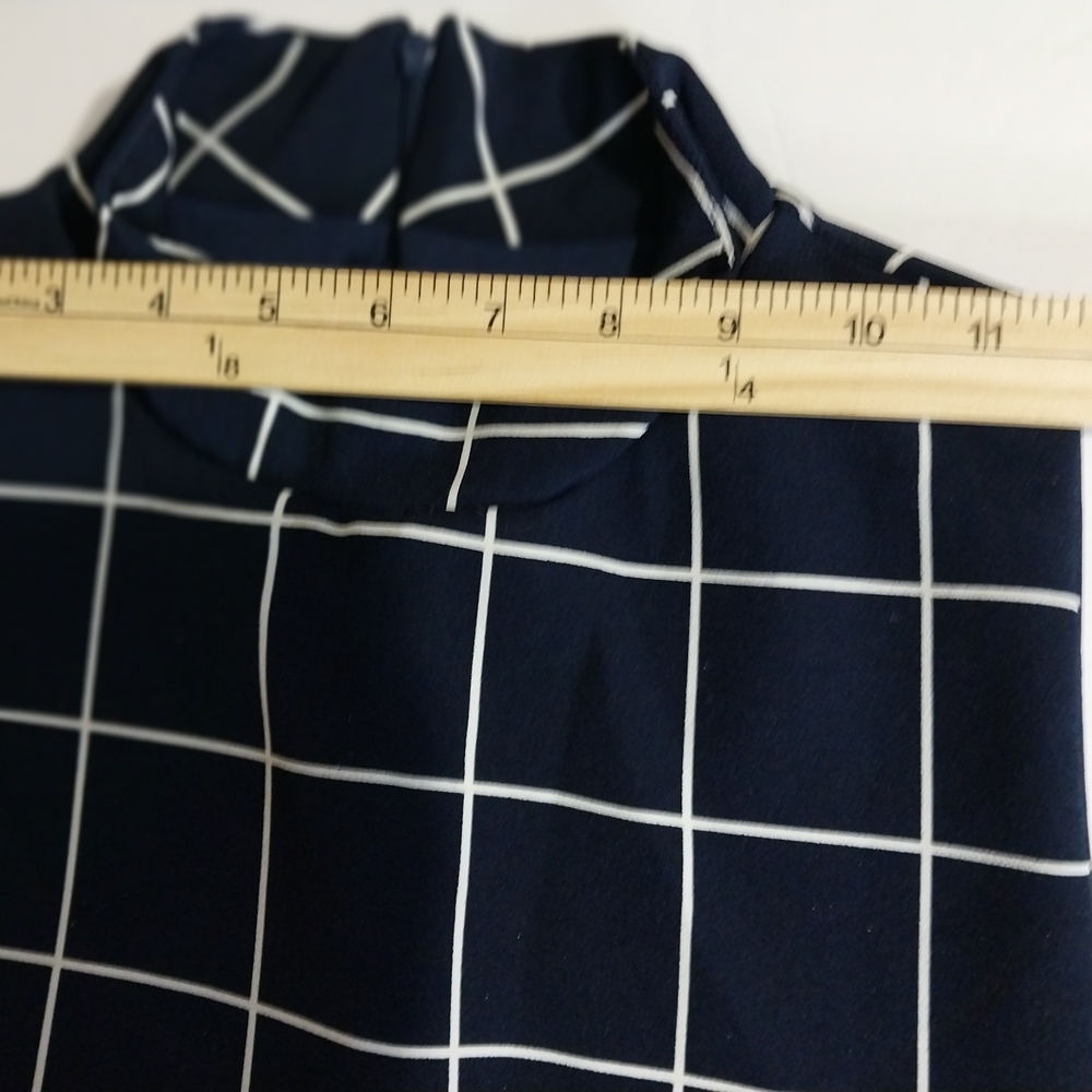 LULUS size L Dark Blue and White Checkered Midi Elegant Formal Dress - Picture 6 of 16